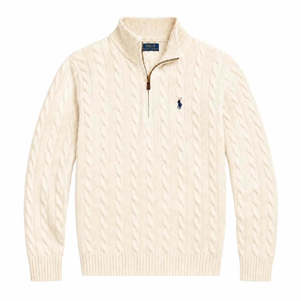RL Zipper – Zopfmusterpullover