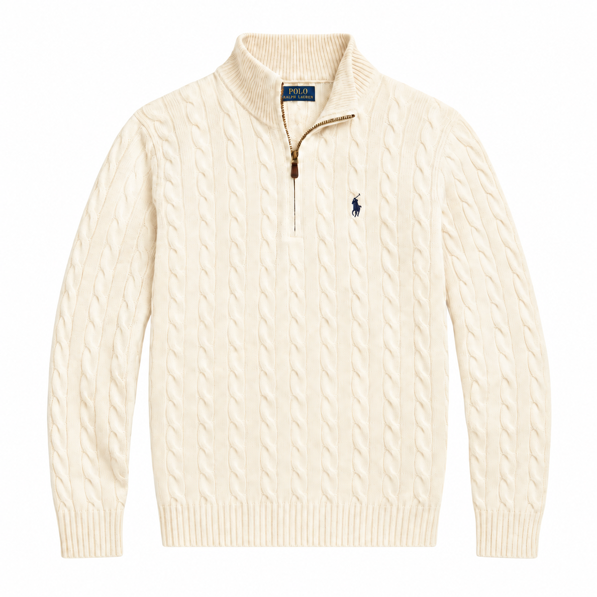 RL Zipper – Zopfmusterpullover