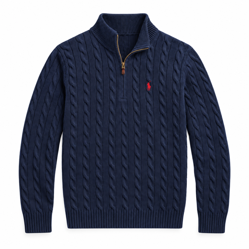 RL Zipper – Zopfmusterpullover
