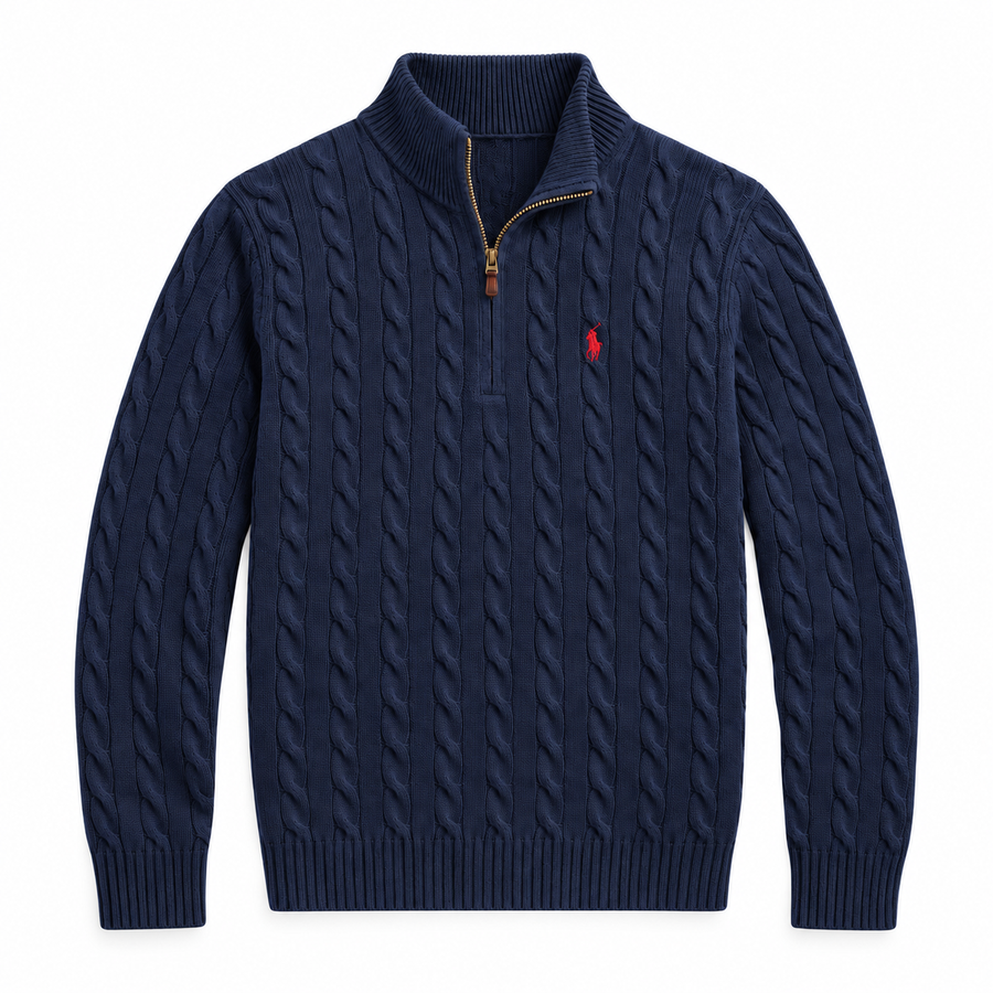 RL Zipper – Zopfmusterpullover